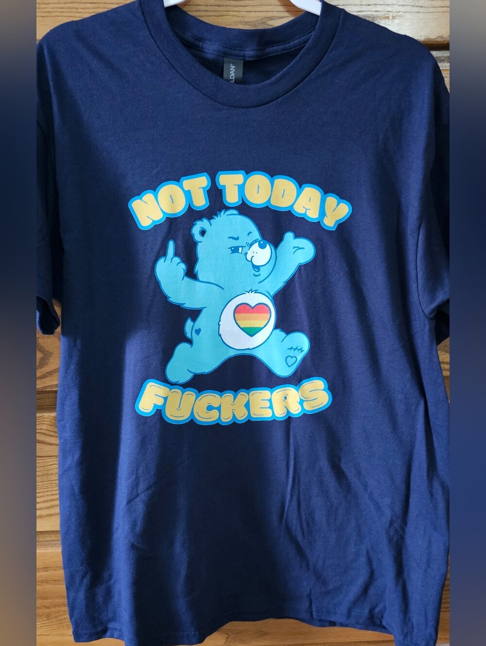 Not Today F**kers Care Bear Graphic T-Shirt sz Large